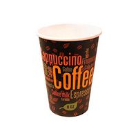 TigerChef 1,000 10 Ounce Squat Coffee Design Hot Cups Coffee Cups Are Poly Coated BPA Free With A Comfortable Rolled Rim Disposable Recyclable Reusable Paper Cups (10 Ounce Squat, Coffee Design)