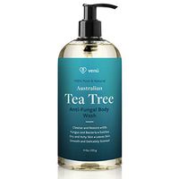 Therapeutic Tea Tree Oil Anti-Fungal Body Wash - Treats Athletes Foot Ringworm Toenail Fungus Jock Itch Acne Eczema & Body Odor - Promotes Healthy Skin & Nails - 100% Natural Skin Care Therapy - Venu