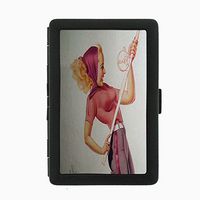 Perfection In Style Black Color Metal Cigarette Case Vintage Fishing Design 010