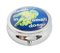 Halulu Death in Small doses Custom Fashion Round Glass Pill Case 2.1 Inch Tablet Holder Storage Bag Wallet