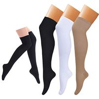 Compression Socks (3 pairs) Knee High Compression Sock for Women & Men BEST Stockings for Running, Medical, Athletic, Edema, Diabetic, Varicose Veins, Travel, Pregnancy(Black+Nude+White,Large/X-Large)