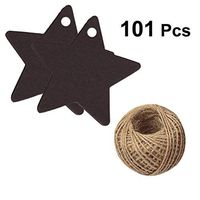 Vosarea Craft Paper Star Tags Handmade Hanging Gift Labels for Wedding Christmas Party Favor 100pcs with Hemp Rope 10M