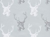 24" x 417' Metallized Art Drawn Reindeer on Grey Christmas Special Foil Gift Wrap Roll (1 Roll)