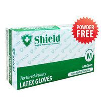 Shield Textured Powder Free Latex Gloves 1,000 Gloves (10 Boxes X 100 Pcs) (Medium)