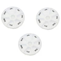 Pill Organizer 7 day, Round Pill Box -3 pack