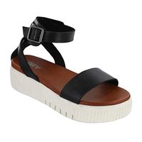 MIA Women's Lunna Open Toe Casual Ankle Strap Sandals (6.5, Black)