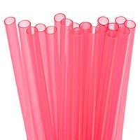 20 Short Reusable Plastic Straws Medium Width + Sturdy Cleaning Brush - for Cocktails, Small Glasses or Cups, and Kids Drinks - Pink Value Pack - BPA PFOA Free