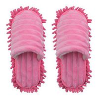 Microfiber Slippers Floor Cleaning Mop Men and Women House Dusting Slippers Floor Dust Dirt Cleaning Slipper (Pink, Women 7-10/Men5-8)