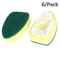 6Pcs Dishwand Refill Sink Clean Sponge Brush Refill Replacement Heads Non-Scratch Kitchen Dish Scrubber Pads