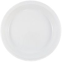 JAM PAPER Round Plastic Party Plates - Small - 7 inch - White - 20/Pack