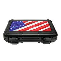 Cigar Caddy Turano Flag Series Travel Humidor, 5 Cigar Capacity, 1 Humidifier Disc in Lid, Airtight, Waterproof to 100 Feet Deep, Stainless Steel Latch Hinges, USA Flag