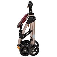 4 Wheels Portable Walking Aids Foldable, Drive Rollator Walker with Seat, Medical Rolling Walker Double Brake System, Used for Seniors Walking,Brown