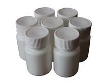 50PCS White Plastic Empty Refillable Solid Medicine Pill Tablet Bottle Case Capsule Holder Container Vials Box for Chemical Powder Sample Liquid Storage (50ml/1.7oz)