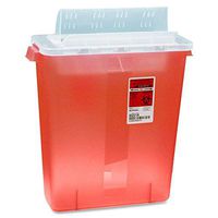 Covidien STRT10021R Biohazard Sharps Container W/Clear Lid 3 Gallon Red