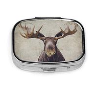 NTMCXFW Pill Box Case Retro Abstract Moose Travel Purse Pocket Portable Carry On Gum Case Pill Box 2 Compartment Medicine Case -Daily Medication Organizer Storage for Travel Organizer Unique Gift