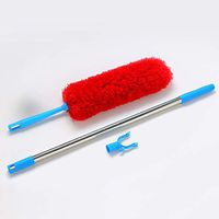 Red Dust Removal Household Car With Telescopic Stainless Steel Dust Duster Bendable Feather Duster