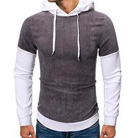 Men Sweatshirt Autumn Patchwork Long Sleeve Sweatshirts Hoodies Casual Sport Pullover Tops Coat Gray