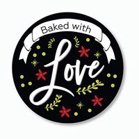 24ct, 2" Baked with Love Stickers for Holidays and Christmas, Perfect for Jars (# 093-4)
