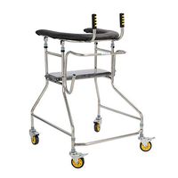 ZAIHW with Arm Padded Heavy Duty Folding Walker, Bariatric Walker Wheels for Seniors Wide Walker 360° Wheels with Durable Plastic Handles Rehabilitation Training Stand