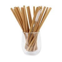 Mochiglory 20pcs Bamboo Straws Reusable Drinking Straws with Brush and Box Alternative to Plastic - Great for Hot & Cold Beverages - Natural Handmade