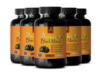 Endurance Supplements for Athletes - Increase Energy Performance - Peruvian Black MACA 1000 MG - Dietary Supplement - Black maca Root Capsules for Men - 5 Bottles 450 Capsules