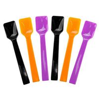 [25 Count] Halloween Ice Cream Spoons 4 Inch Mini Plastic Taster Spoons for Sampling Food - Shovel Ice Cream Spoons - Frozen Dessert Supplies