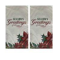 Christmas Holiday Painterly Poinsettia Design Disposable Paper Guest Hand Towels,Buffet Napkins Pack of 2 (20 ct Each) (White- Painterly Poiinsettia)
