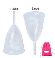 SQY Menstrual Cups Set of 2 with Free Bag- Economical Feminine Alternative Protection for Cloth Sanitary Napkins - Size S,L, White