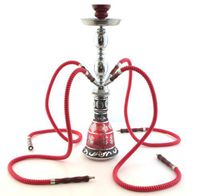 GSTAR 18" 4 Hose Hookah Shisha Complete Set - Metallic Da Vinci Glass Vase - Pick Your Color (Anatomia Red)