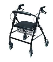Lumex Walkabout Wide Rollator with Seat - Wide 15.5" Seat with 350 lb. Weight Capacity - Black, RJ4318K