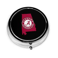 ZhangJie Alabama Logo CustomRound Pill Box 2 Inches Medicine Tablet Portable Vitamin Pill Pocket Purse-Compact 3 Compartment