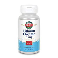 KAL Lithium Orotate 5 milligrams | Low Serving Of Chelated Lithium Orotate For Bioavailability and Mood Support | In Organic Rice Bran Extract Base | 120 VegCaps