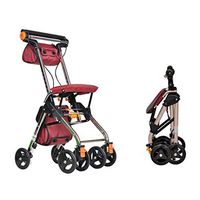Walking Aids 4 Wheels Portable Foldable, Drive Walking Aids with Seat, Medical RollatorWalker Double Brake System, Used for Seniors Walking,Red