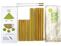 Reusable Straws | Set of 16 Bamboo Straws of Assorted Sizes with Straw Cleaning Brush and Reusable Bag | Eco Friendly, Biodegradable Straws, Natural Alternative to Plastic Drinking Straws
