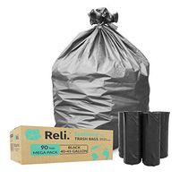 Reli. EcoStrong 40-45 Gallon Trash Bags (90 Count) Eco-Friendly Recyclable - 40 Gallon - 44 Gallon - 45 Gallon Black Garbage Bags, Made of Recycled Material, Black Garbage Bags 40-45 Gal Capacity