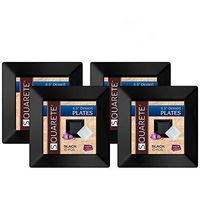 Squarete 6.5'' Elegant Heavy Duty Black Dessert Party Disposable Plastic Plate 4 Packs of 10 Square Plates.