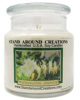 Premium 100% All Natural Soy Aromatherapy Candle - 16 oz Apothecary 112 plus hrs. of Burn Time - Honeysuckle / Jasmine: A strong floral bouquet, w/pear and cassis. Made w/essential oils.