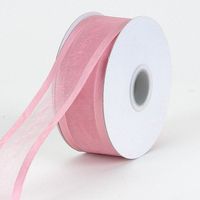 BBCrafts Mauve Organza Ribbon Two Striped Satin Edge 1-1/2 inch 100 Yards