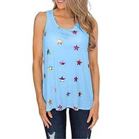 Amlaiworld Fashion Women Plus Size Tank Tops Ladies Summer Casual Sleeveless Star Print T Shirt Party Tee Tops Blue