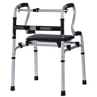 Goquik Folding Walker Adjustable Height Without Wheels with Soft Seat Elderly Walker