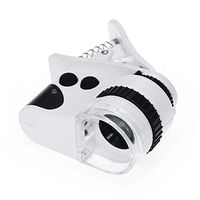 Festnight 60X 10mm LED Cell Phone Microscope Rechargeable Rotary Type Universal Clip-type Cellphone Microscope Magnifier with LED Lamp/UV Light/USB Cable Magnifiers Loupe