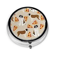 Saint Bernard Dog Breed Round Silver Pill Box Pocket 2 Inches Medicine Tablet Holder Organizer Case for Purse