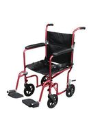 Drive Flyweight Lightweight Transport Wheelchair with Removable Wheels, Red, Model - RTLFW19RW-RD