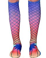 Womens Mermaid Socks 3D Printing Long Knee High Socks Stockings (One Size, D)