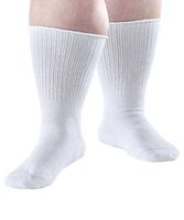 Extra Wide Diabetic Socks - Swollen Feet Stretch Care Socks - Edema Socks - White LGE