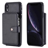 iPhone XI iPhone 11 Anti Fall Zipper Black Flip Case Leather Cover Card Holders Kickstand Cell Phone case Luxury Business