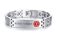 Free Engraving-Stainless Steel Magnetic Therapy Medical Alert ID Bracelets for Men