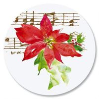 Poinsettia Melody Christmas Envelope Seals - Set of 144 Holiday Stickers, 1 1/2 Inch Diameter