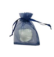 SUNGULF 100Pcs Sheer Organza Drawstring Pouches Wedding Gift Bags 3x4 Inches (Navy Blue)