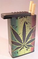 Flat Slide Top Cigarette Case Marijuana Pot Plant Weed